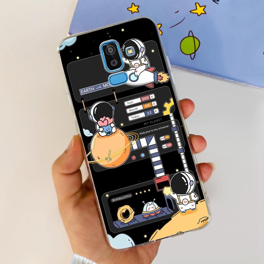 Funda Coque For Samsung Galaxy J8 J810F Cover Case Cartoon Cat Skull Back Shell For Samsung J8 2018 Soft Clear Silicone TPU Capa