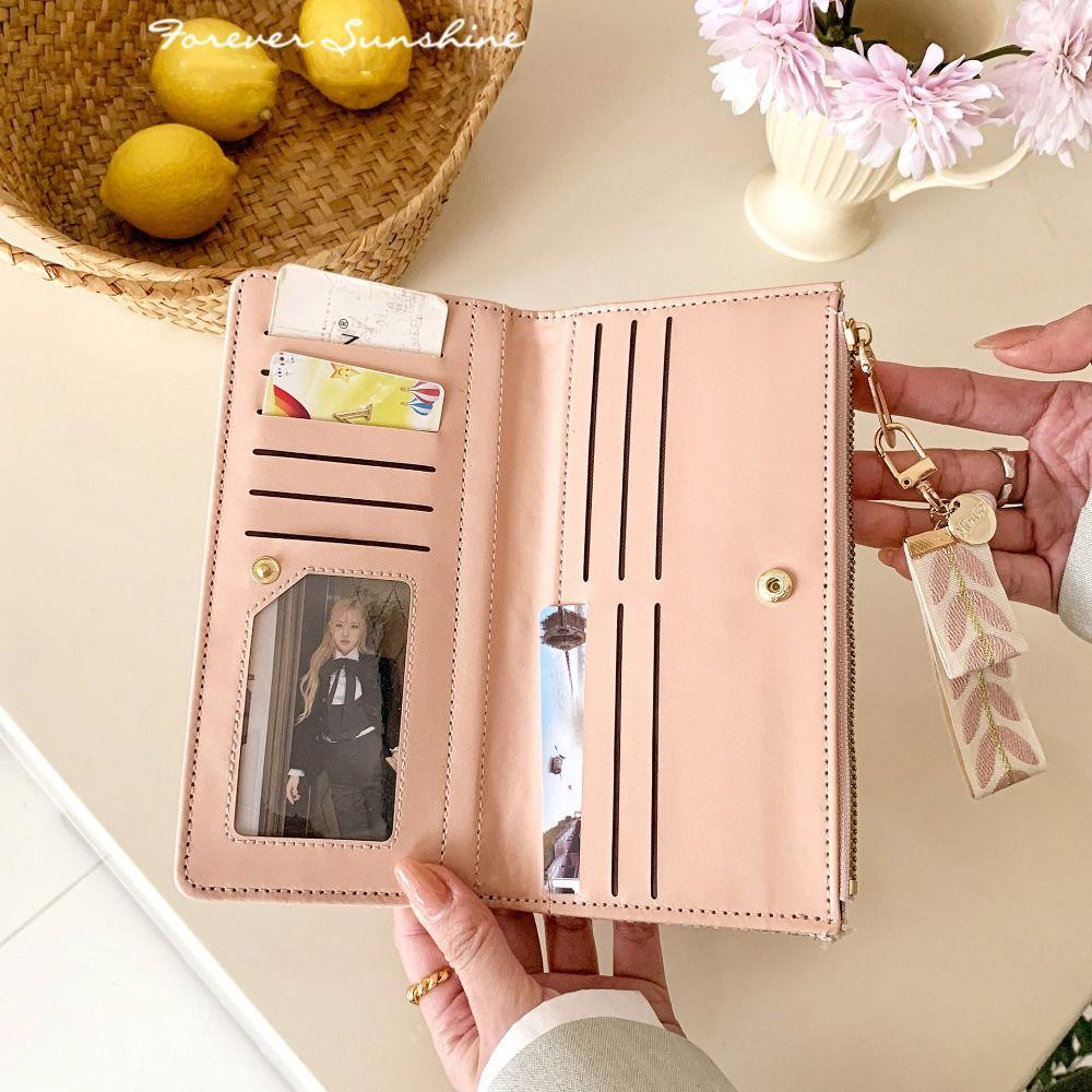 Printed Women Long Wallet Flower Multiple Cards Purse Organ Card Holder Two Fold Purse  Daily