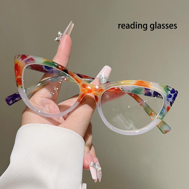 Vintage Cat Eye Reading Glasses Women  New Fashion Blue Light Blocking Presbyopia Eyewear Trendy Chic Optical Frames