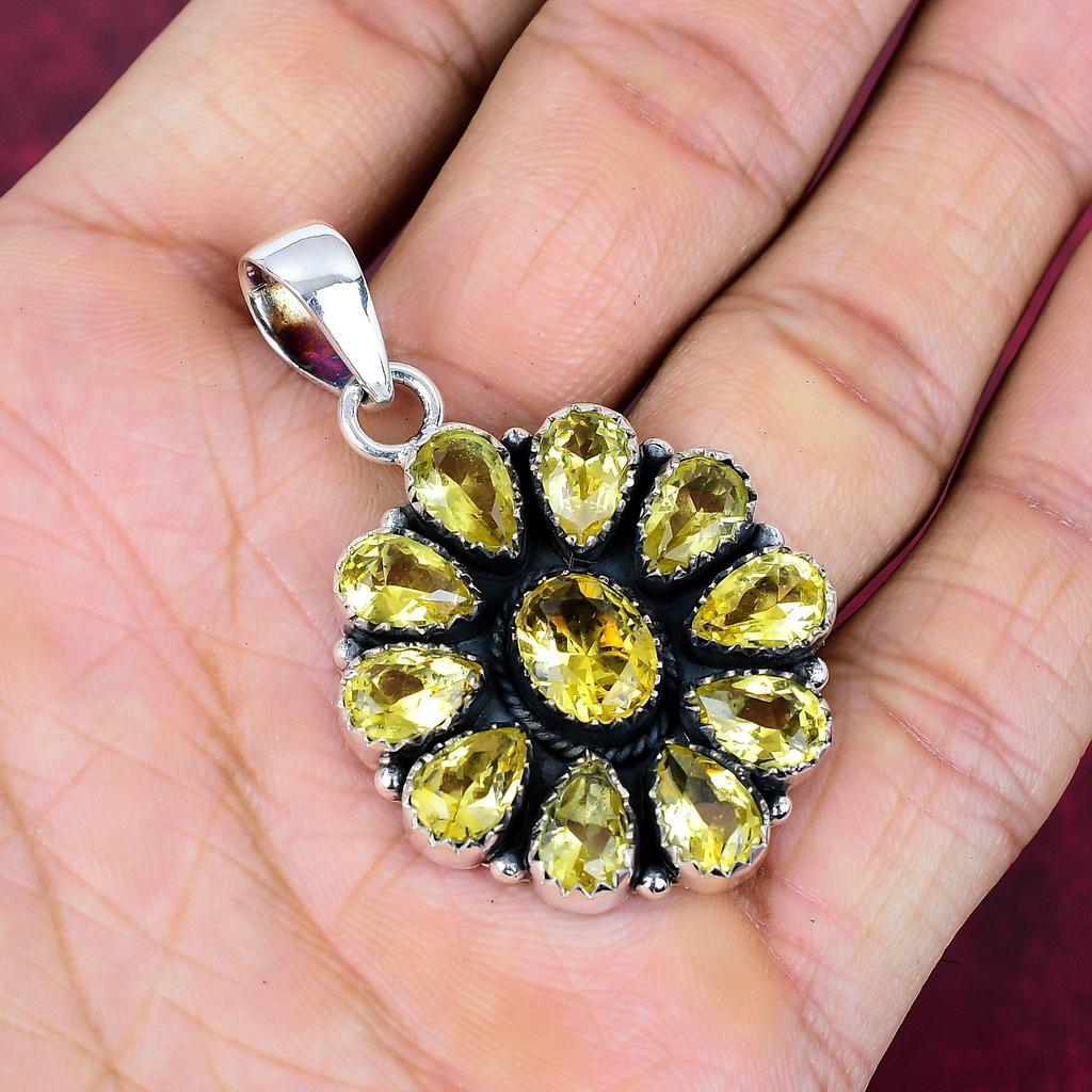 Citrine Pendant, 925 Solid Sterling Silver Gemstone Jewelry, Handmade Pendant, For Thanksgiving
