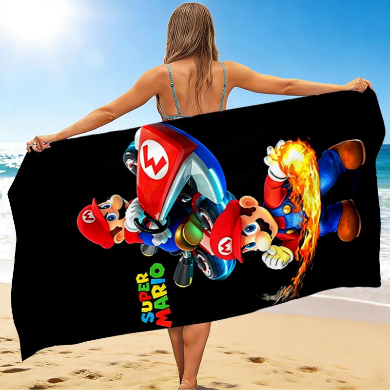 1Pc Super Mario Adventure Beach Towel, Quick Dry, Multi-Use for Beach Pool Gym Yoga Home Travel, Christmas, Halloween, Xmas Gift M928781