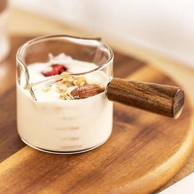 70/100Ml Wood Handle Glass Espresso Measuring Cup Diy Milk Jug Coffee Supplies Ransparent Transparent Kitchen Measure Mug