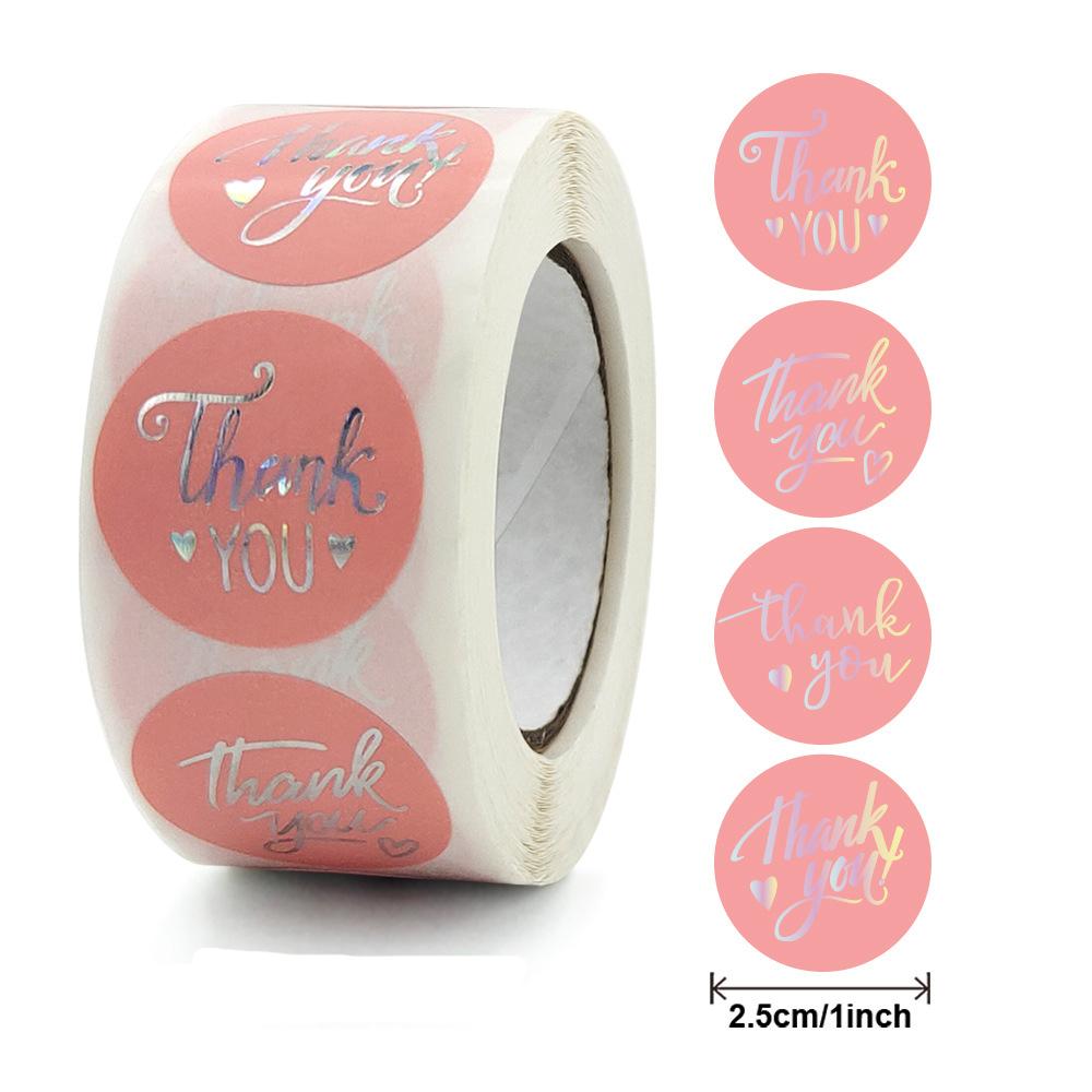 100-500pcs Thank You Wedding Decoration Sticker Hot Laser Rainbow Glitter Waterproof Sticker Birthday Party Gift Sealing Glue