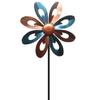Decorative Rotating Iron Pinwheel Ornament Rural Ironwork Wind Spinner Easy Installation for Garden Yard Red Copper Gold and Blue