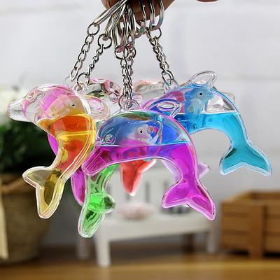 Llavero Kawaii de delfín para llaves de coche, con líquido flotante, ballena oceánica, accesorios para bolso de mujer.