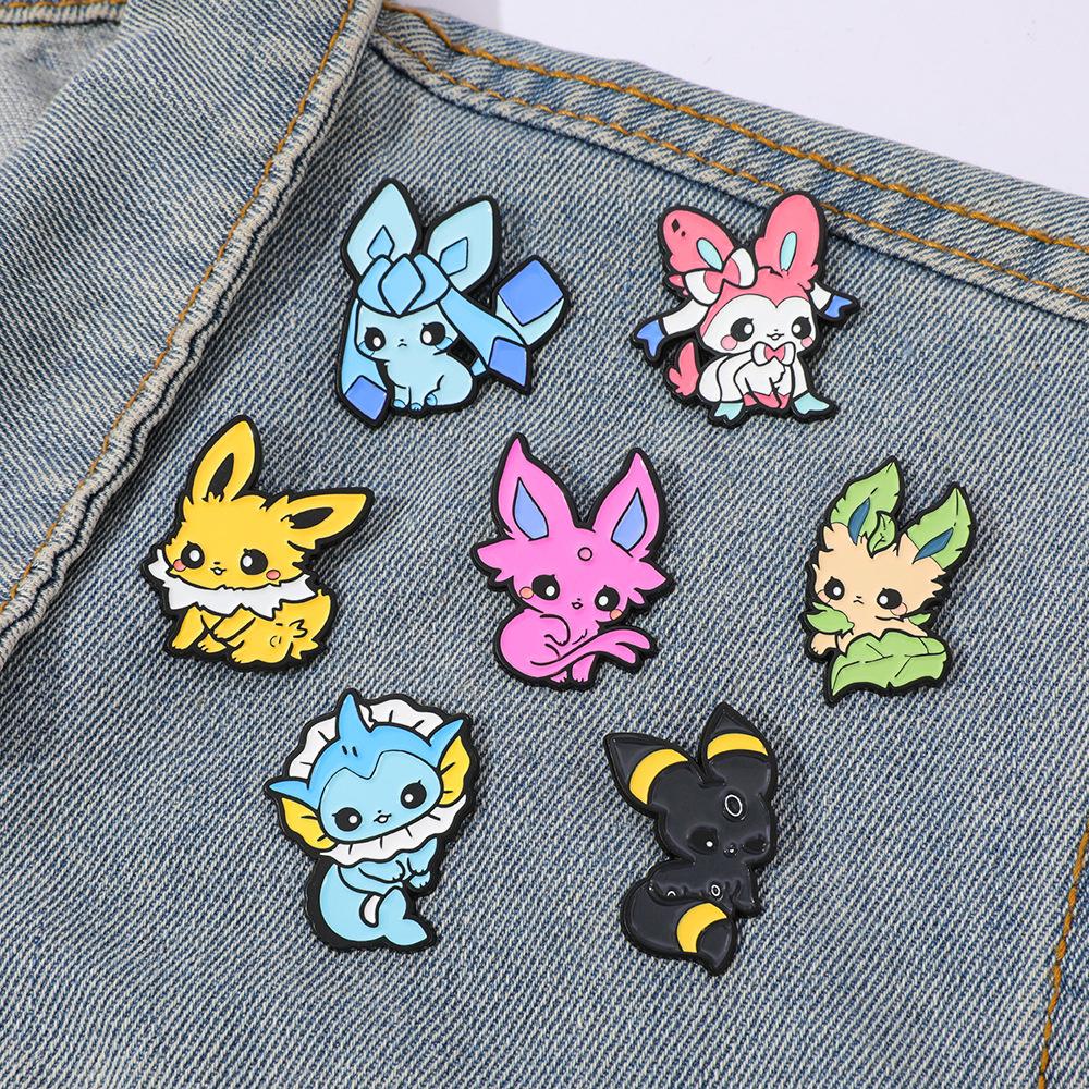 9Pcs Anime Pokemon Lapel Pins Cute Eevee Evolution Enamel Pins Set for Backpacks, Hats, Jackets Perfect Gift for Pokemon Lovers