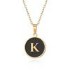 English letter oiled necklace, European and American trend titanium steel chain, round gold letter pendant collarbone chain