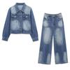 2025 Spring Women's Fashion Denim Jacket and Straight-Leg Pants Set