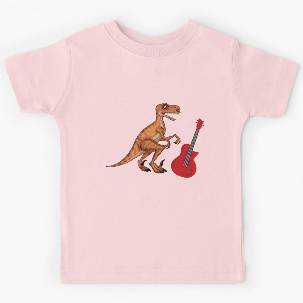 Dinosaur Playing Electric Guitar ,Funny Good Dinosaur Electric Guitar Lovers Art Kids T-Shirt 110