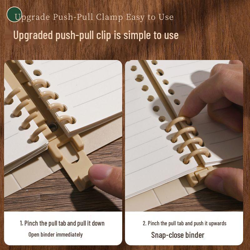 Hand-Friendly Retro B5 Loose-Leaf & Thick A5 Hardcover Coil Push-Pull Detachable Notebook