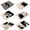 Cute Black Cat Pattern Kitchen Placemat Dining Table Mats Drink Coasters Western Pad Cotton Linen Cup Mat Home Decor