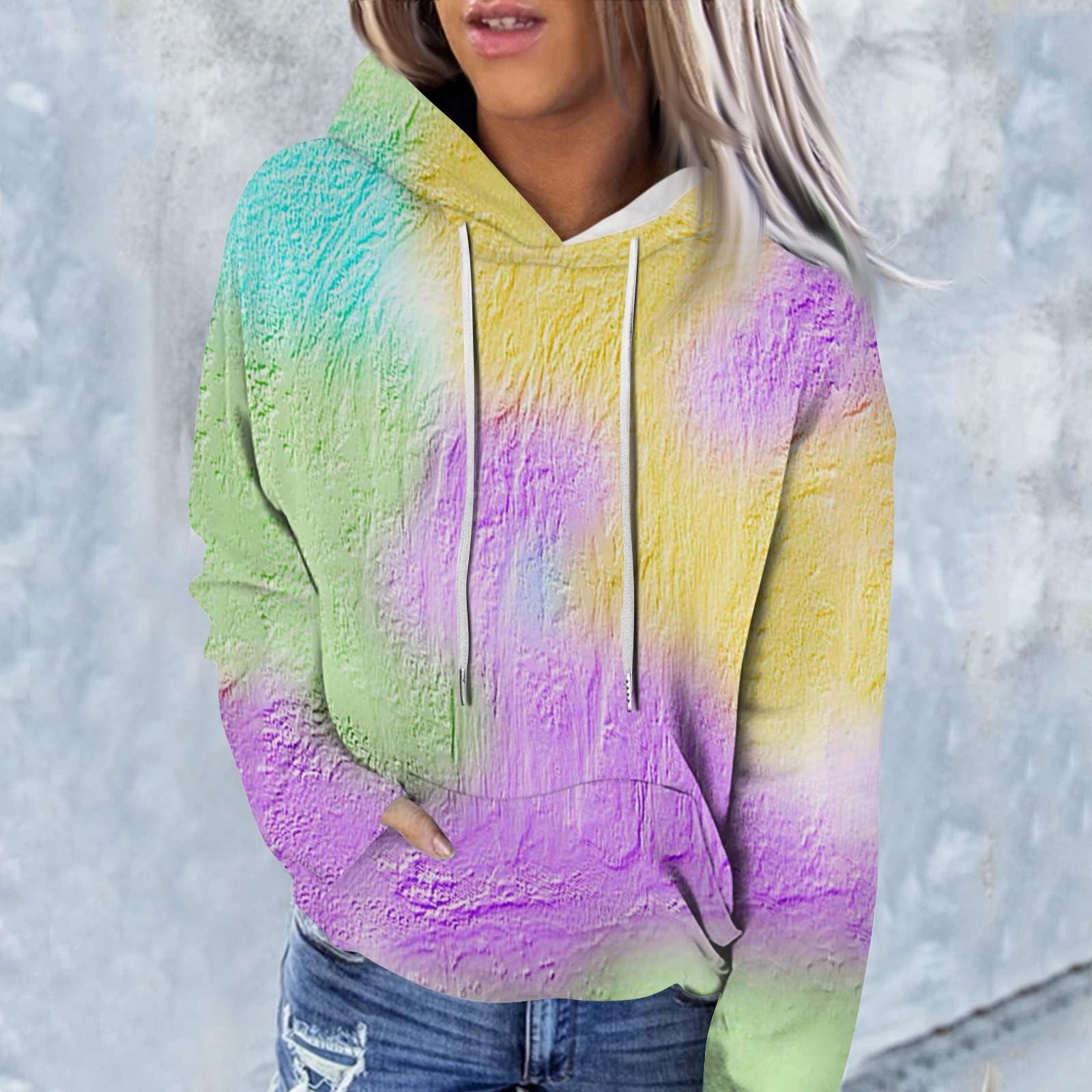 Женская модная повседневная толстовка с капюшоном с длинным рукавом и принтом тай-дай — фото 9
