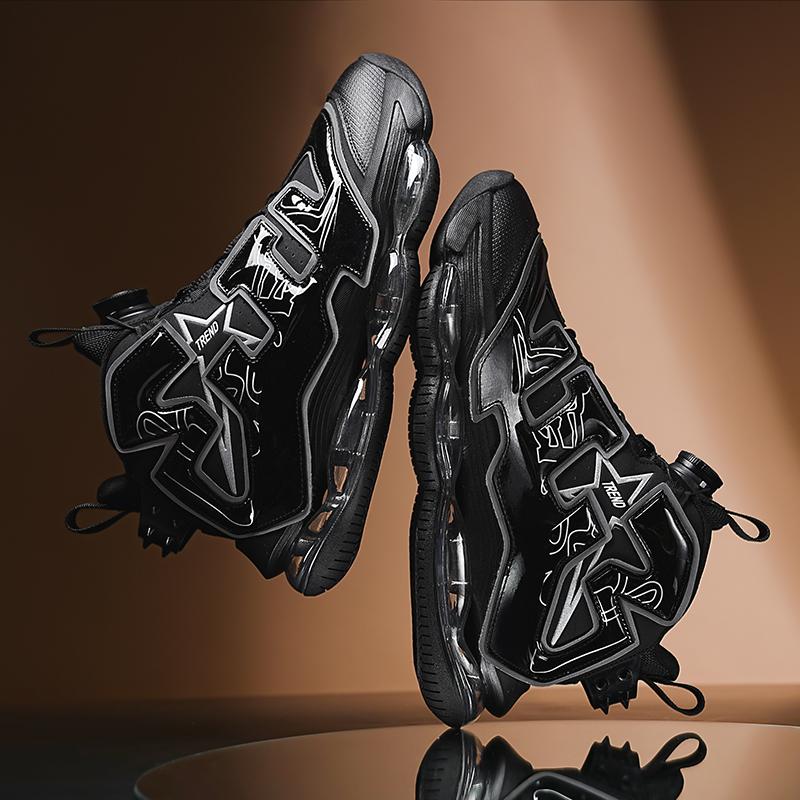 

Массивные кроссовки больших размеров 45 мужские дизайнерские баскетбольные кроссовки с воздушной амортизацией модные повседневные кожаные туфли на платформе с увеличением роста 45 чёрный