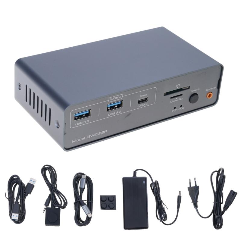 

Metal Double Monitor Switcher Dock Supports 4K120Hz Video Two DP1.4 And Seamlessly Device Sharing 1