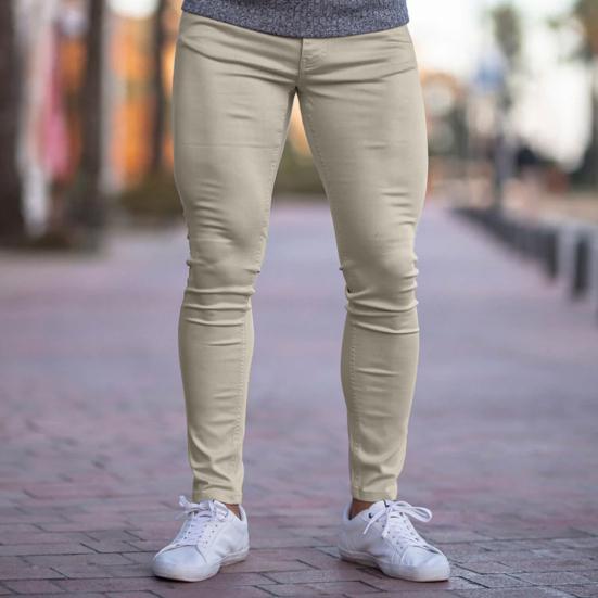 Herren Hose Slim Fit Einfarbige Knöchellänge Weich Atmungsaktiv Mittlere Taille