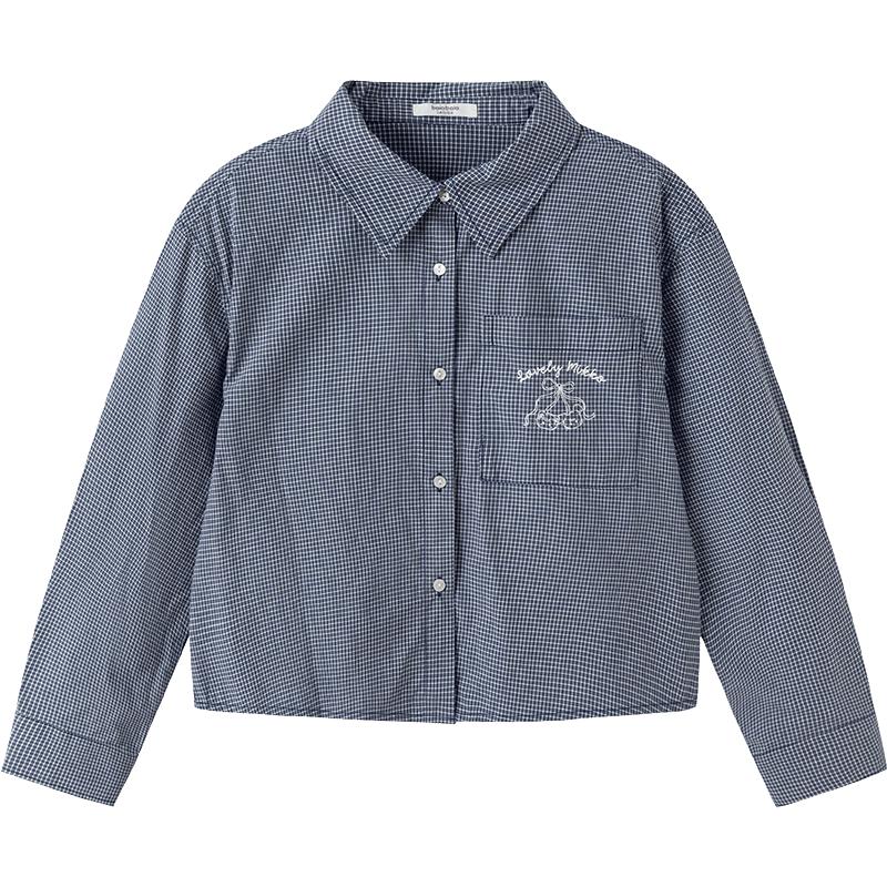 Balabala Girls' 2026 Spring Cotton Blend Long Sleeve Shirt