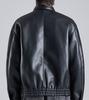 Button Seoul Vegan Leather Neck Webbing Point Biker Jacket (Black)