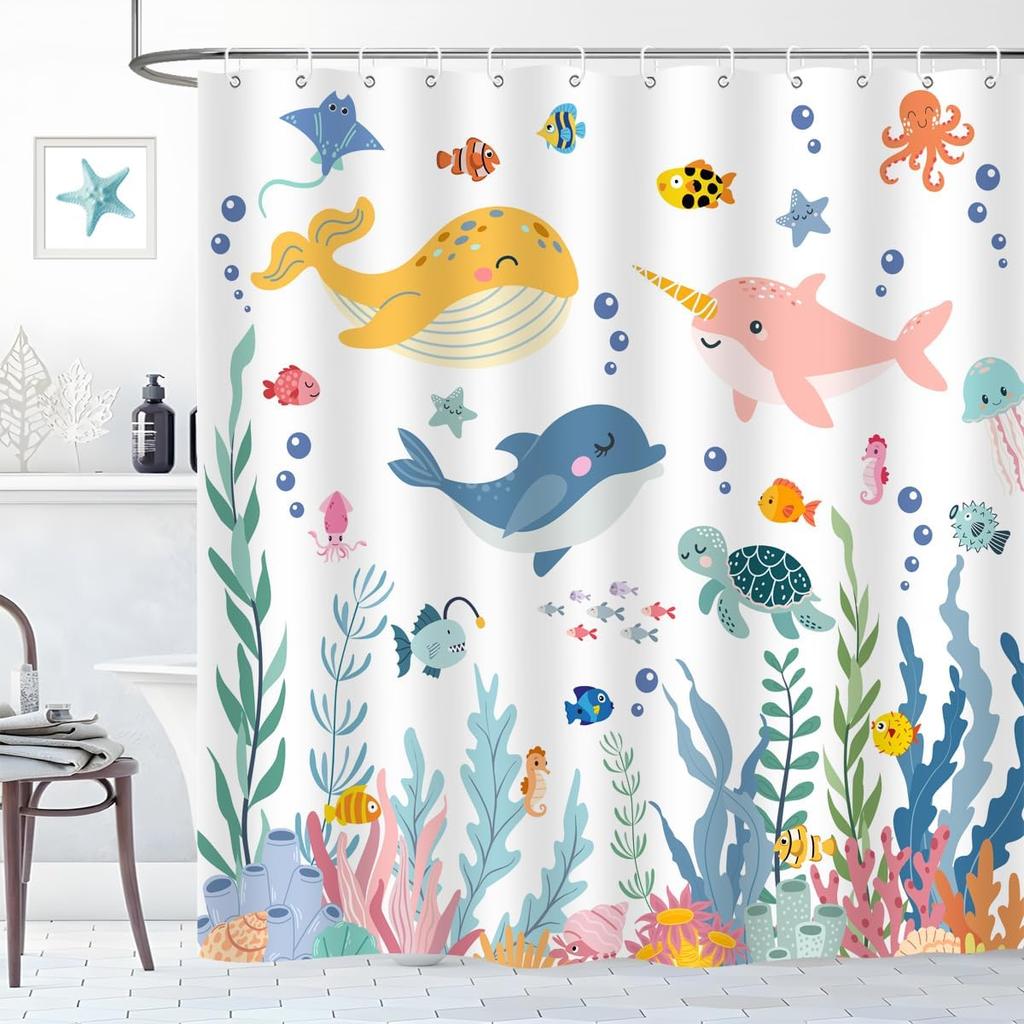 Wildtier Duschvorhang Dschungel Elefant Giraffe Zebra Regenwald Tropisch Safari Badezimmer Heimdeko Wasserdicht Polyester