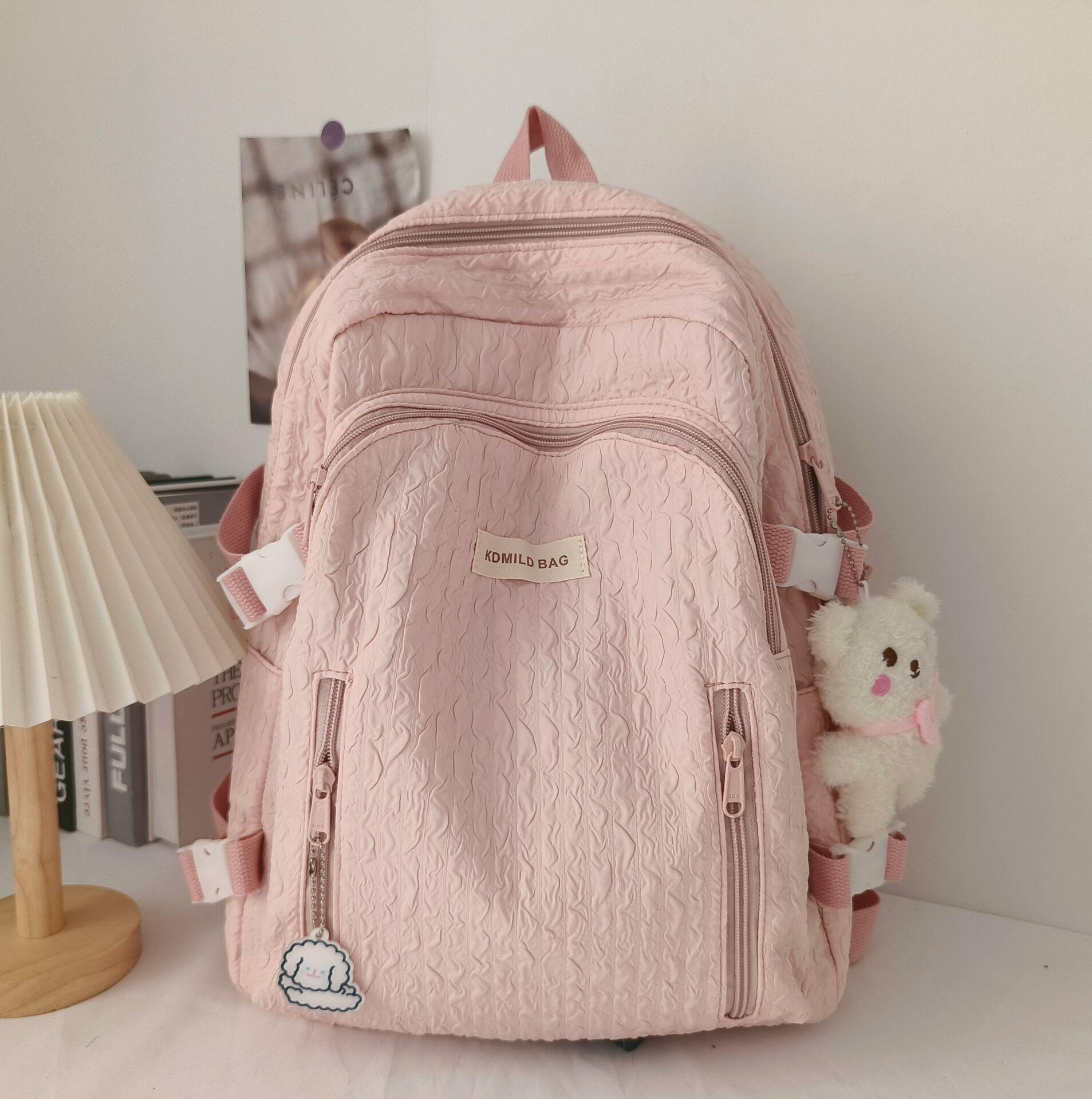 

Японский рюкзак в милом стиле для студенток колледжа и учениц средней школы With Bear Pendant розовый