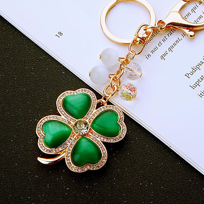 Metal Eye Cat Four Leaf Clover Keychain Car Handbag Pendant Trendy Decoration