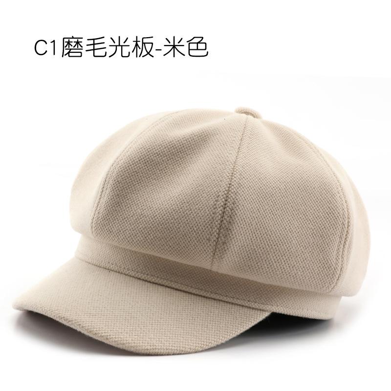 Hat autumn and winter polished solid color light board painter hat outdoor travel warmth sunscreen sunshade octagonal hat