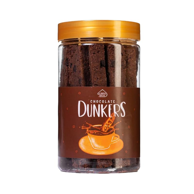 Almond House Chocolate Dunkers | Premium Biscuit Sticks | 100% Vegetarian | Tea Time Snack | Chocolate Biscuits | Party Snacks Items | Idea