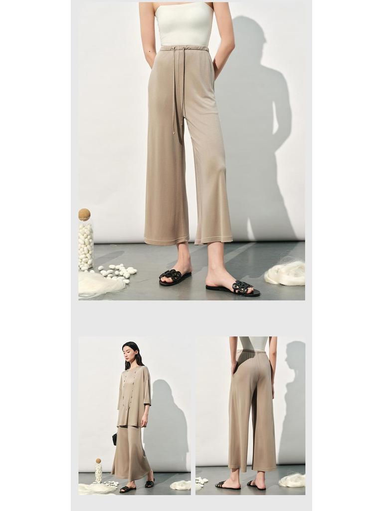2026 Summer Cool Breathable Mulberry Silk Wide-Leg Commuter Pants