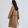 Fengxun Women's Long Double-faced Wool Coat with Belt