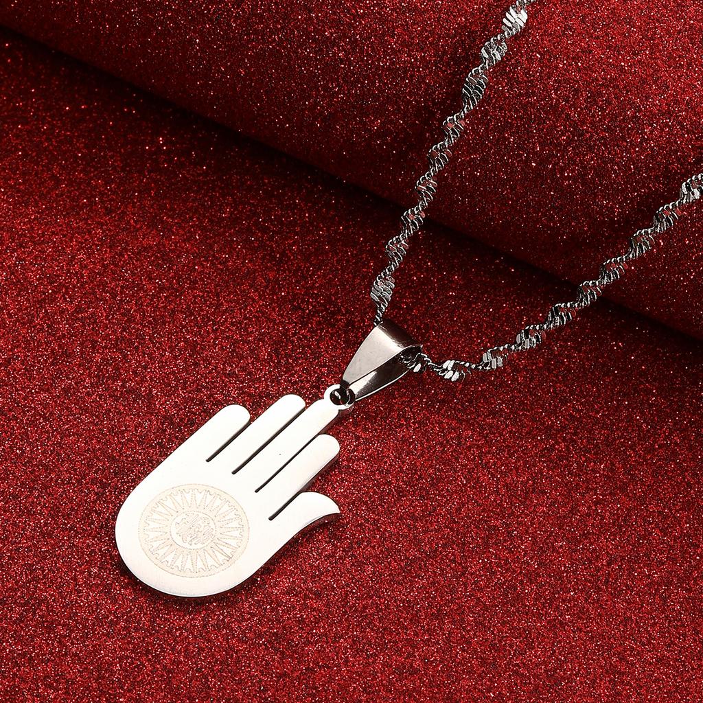 Stainless Steel Jainism Ahimsa Hand Pendant Chain for Women Men