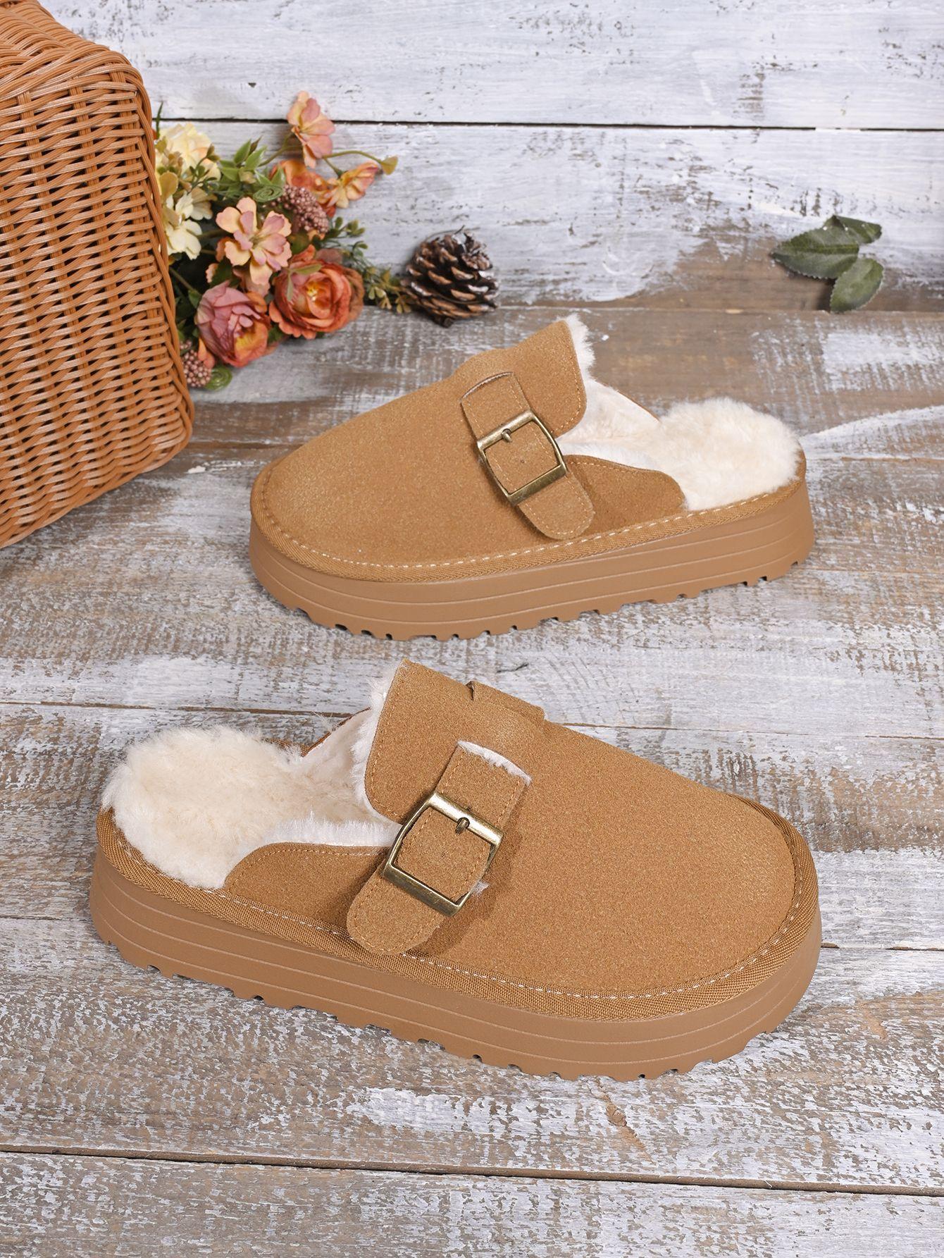 Birkenstock slippers wear 22 years of new autumn and winter temperament bag head half slippers cotton shoes piled and thickened 41 верблюд 3990₽