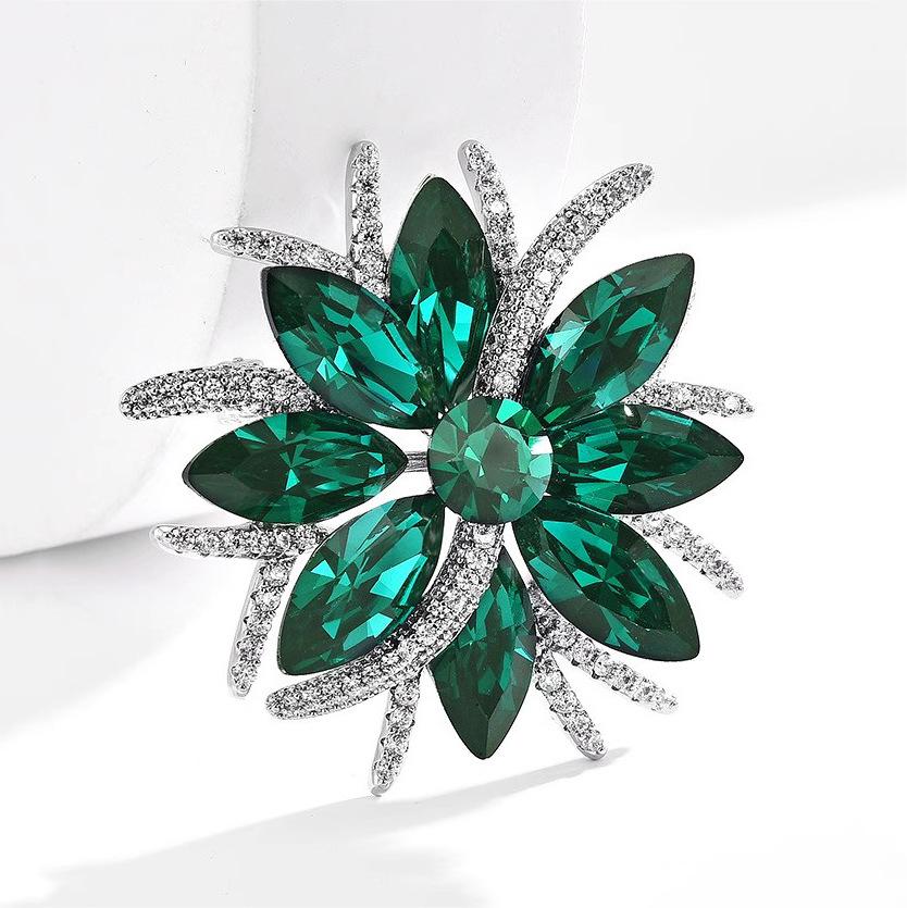 

Роскошная брошь «Подсолнух», Высококлассная женственная элегантность, Хрустальная брошь, Брошь с нишевым дизайном зелёный