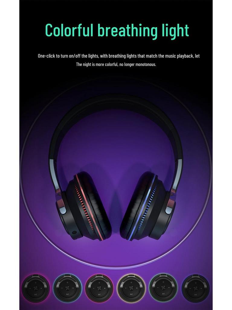 Luminous H2 Wireless Bluetooth Over-Ear Headphones with Heavy Bass
