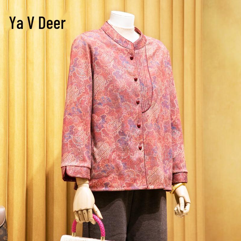 Yalu Women s New Chinese Style Floral Stand-Collar Cardigan Shirt 3XL