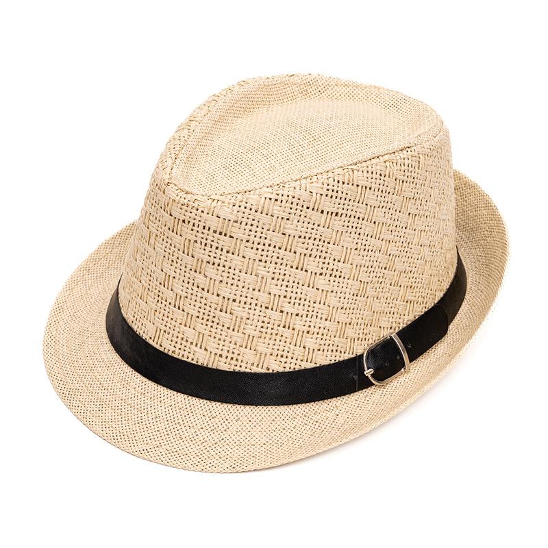 

Летняя соломенная шляпа Мужская джазовая шляпа Солнцезащитная ретро шляпа от солнца для среднего и пожилого возраста жёлтый