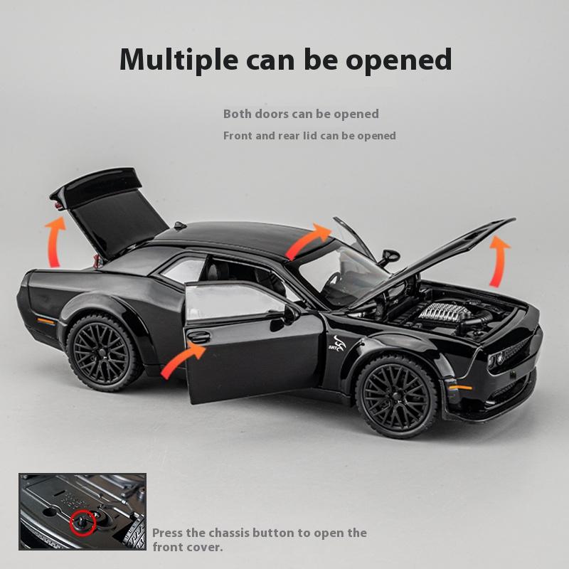 1:32 Dodge Challenger Hellcat Spielzeugauto Maßstab Die Cast Metallautos Spielzeug Rückzieh Hellcat Modellautos mit Sound und Licht Hellc