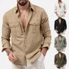 Spring and Summer European and American Men's Shirt Multi-pocket Casual Long-sleeved Shirt