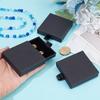 6pcs Cardboard Paper Jewelry Set Drawer Boxes with Sponge Inside Gift Package Supplies Rectangle Black 7x6.9x1.7cm
