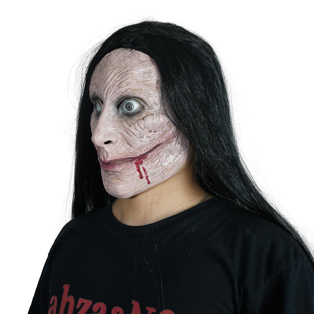 Gruselige Kopfbedeckung für Frauen, langes Haar, gruselige Kopfbedeckung für Frauen, Halloween-Party, Cosplay-Kostüm, gruseligere Kopfbedeckung, Kopf, Horror-Requisite