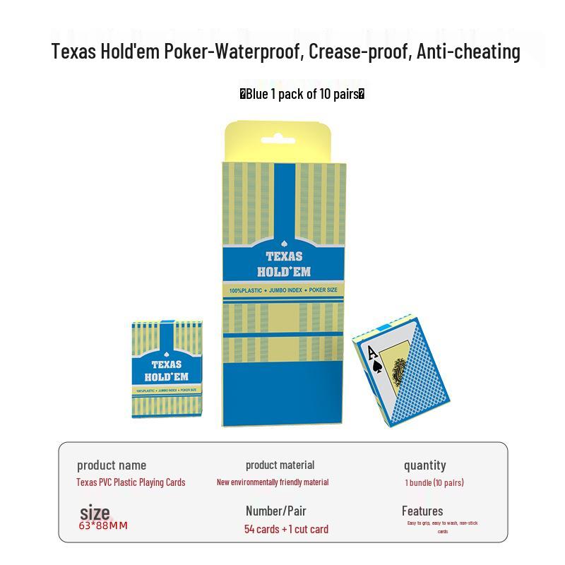 Carte da Gioco da Poker in PVC Impermeabile con Stampa Grande Texas - Durevoli e Resistenti allo Sbiadimento