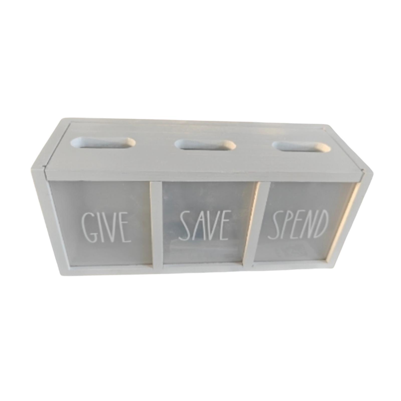 

Money Box Money Bank Adults with Compartments Living Room Home Container Year Gift Wooden Piggy Bank Storage Box білий