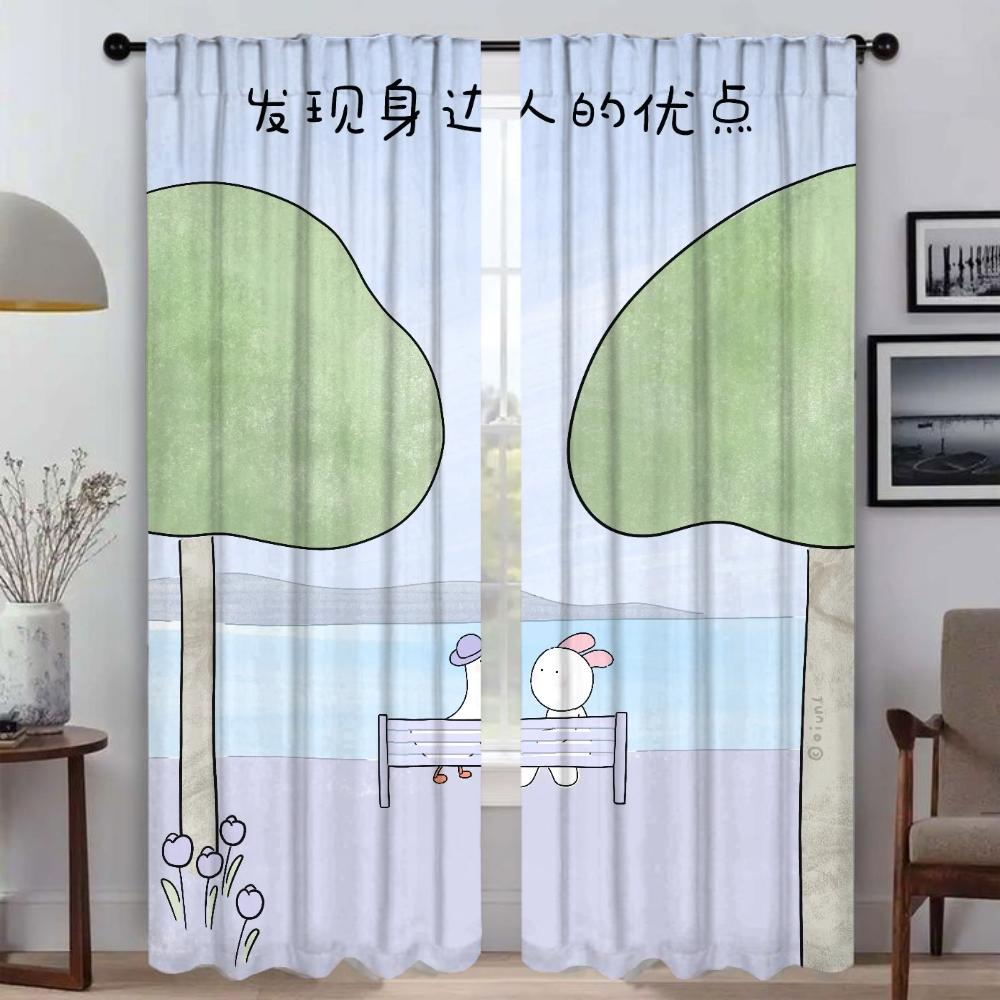 Curtains for Living Room Curtain for Room 2 Panel Warm Happy Little Things Halloween Decoration Home Interior Curtains Partition