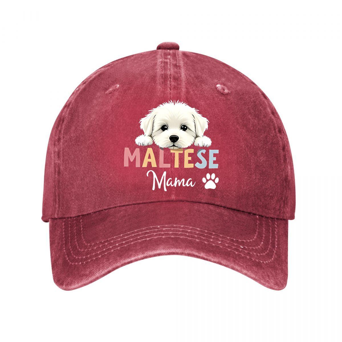 Maltese Mama Baseball Cap New Vintage Washed Cotton Baseball Cap Parent Kids Sun Hats Adjustable