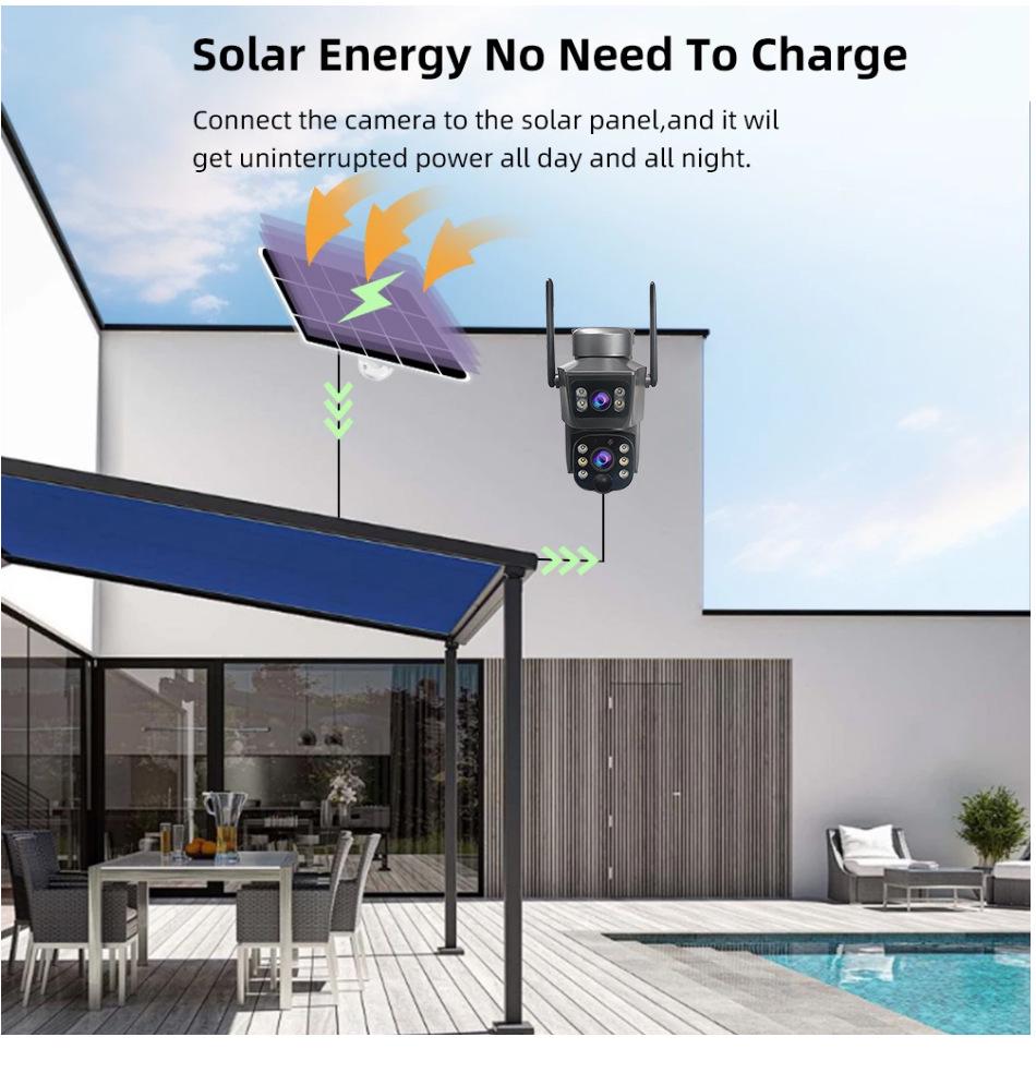 Ultra HD Waterproof Solar Camera with Full-Color Night Vision - Wireless 4G WiFi for Indoor/Outdoor Use