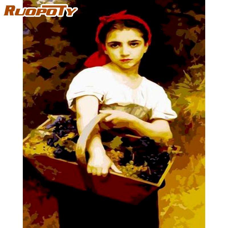 RUOPOTY Modern Lady Painting By Numbers Handmade Home Decoration Figure Picture Canvas Painting For Home Decor 40x50CM