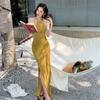 Island Store Sexy Big Halter Ginger Neck Hollow Knitted Bohemian Beach Skirt Vacation Dress