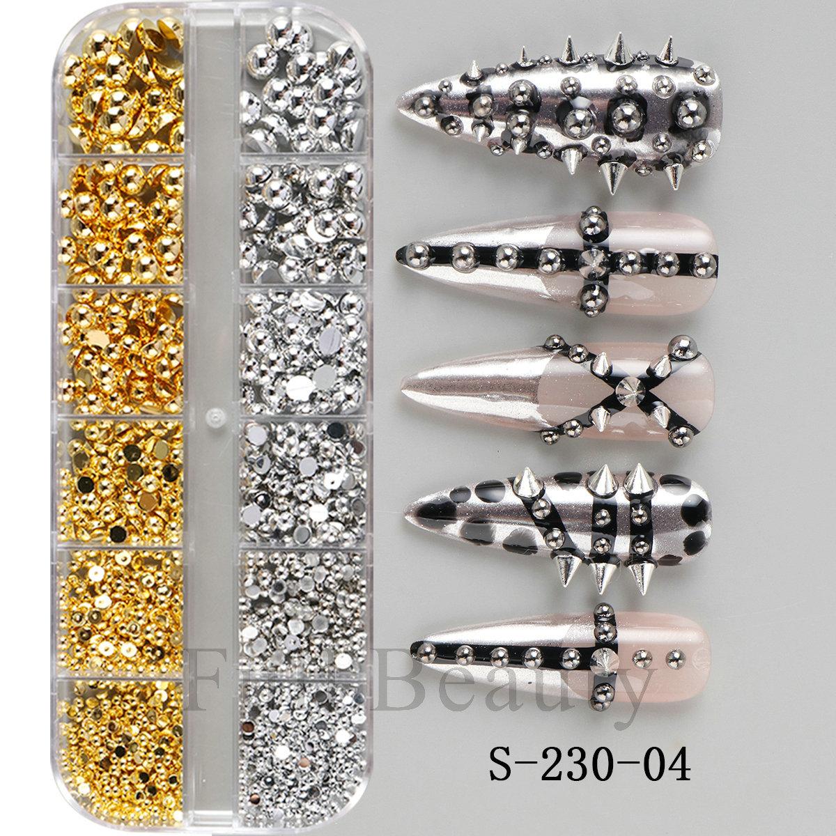 New metal bow DIY nail art jewelry gold and silver hollow jewelry