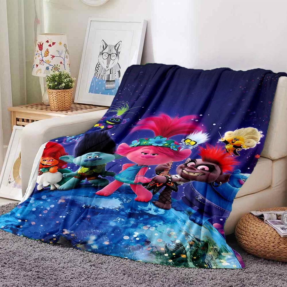 Trolls Theme Printed Blanket - Perfect for Couch, Bed, Travel & Outdoor Use | Machine Washable, Cozy & Durable.