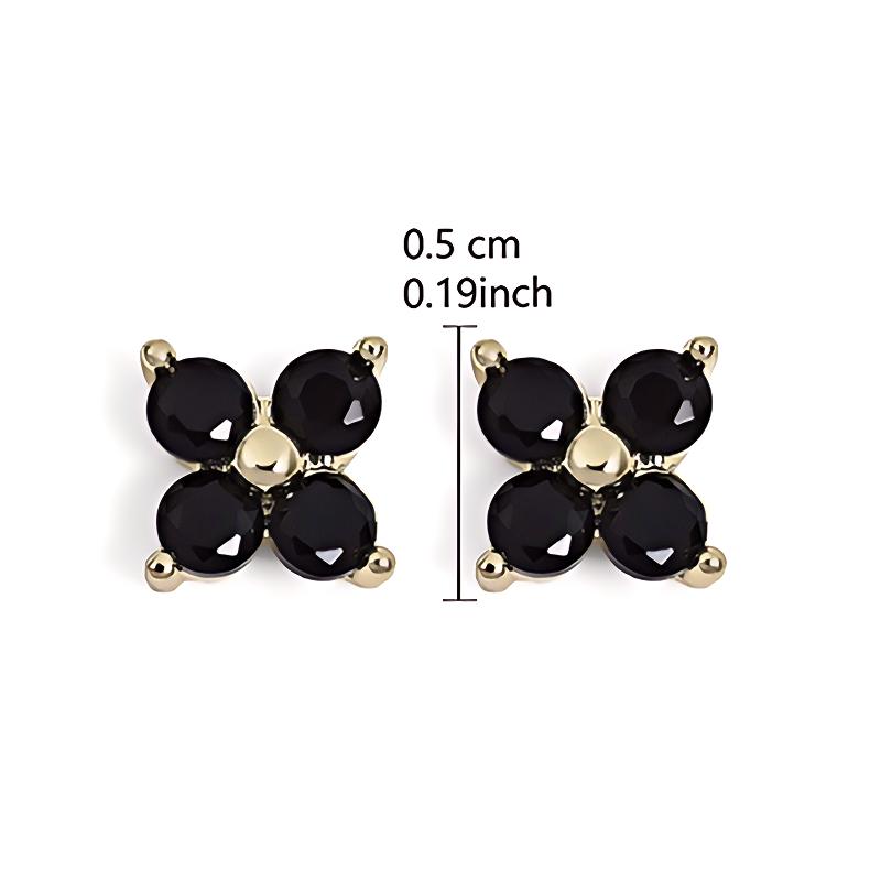 

ZAKOL Luxury Flower Square Zirconia Stud Earrings For For Women Girls Gold Color Metal Crystal Ears Zircon Wedding Festival чорний