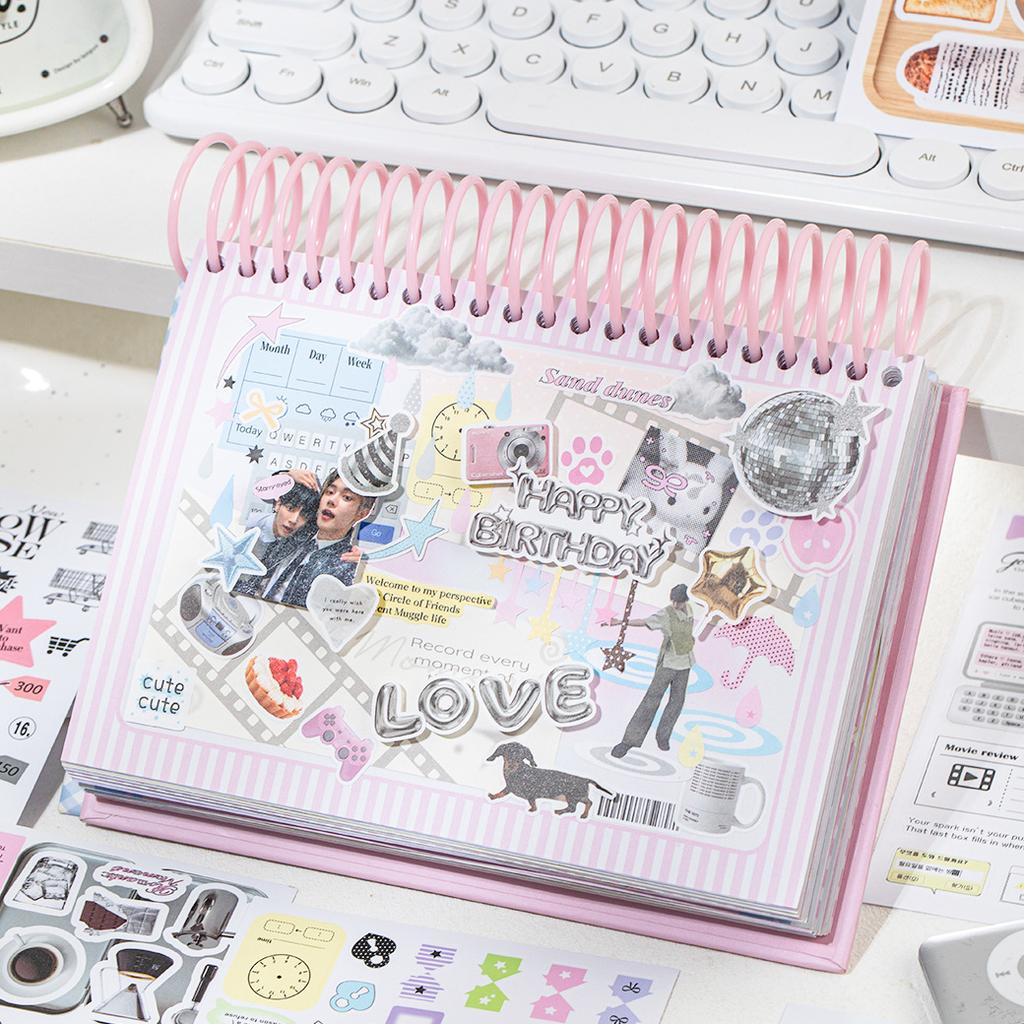 20-Pack Stationery Sticker Book Light Salt Notebook Series Versatile Decorative Stickers for Student Diaries