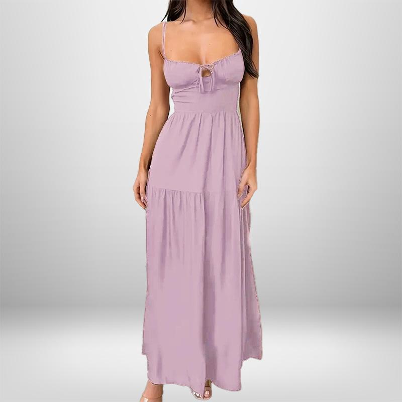New Spring Lace-up Temperament Elegant and Fashionable Sexy Backless Waist-retracting Suspender Dress